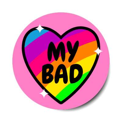 my bad rainbow heart 90s stickers, magnet