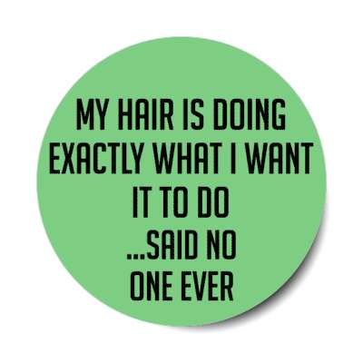 my hair is doing exactly what i want it to do said no one ever stickers, magnet