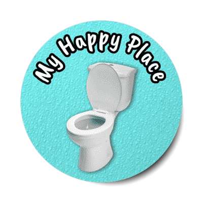 my happy place toilet aqua stickers, magnet