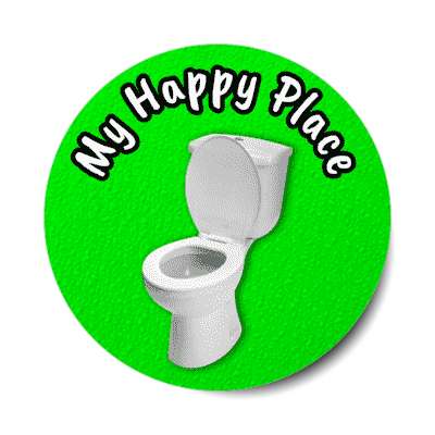 my happy place toilet green stickers, magnet