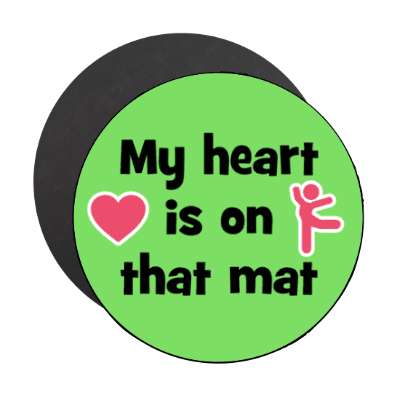 my heart is on that mat gymnastics stick figure heart stickers, magnet