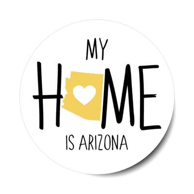 my home is arizona state shape heart love stickers, magnet