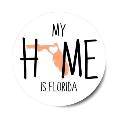 my home is florida state shape heart love stickers, magnet