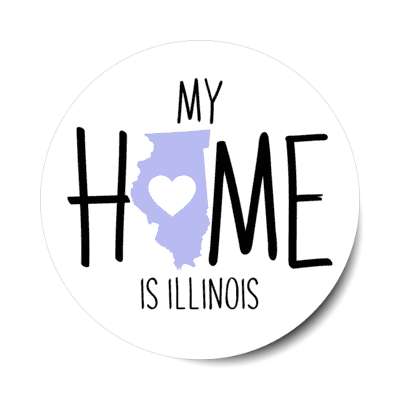 my home is illinois state shape heart love stickers, magnet