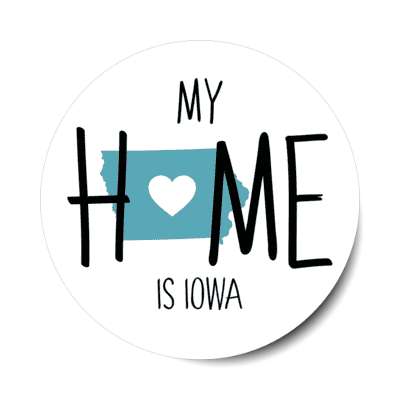my home is iowa state shape heart love stickers, magnet