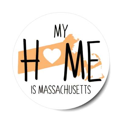 my home is massachusetts state shape heart love stickers, magnet