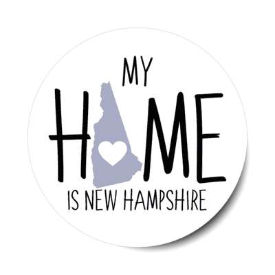 my home is new hampshire state shape heart love stickers, magnet