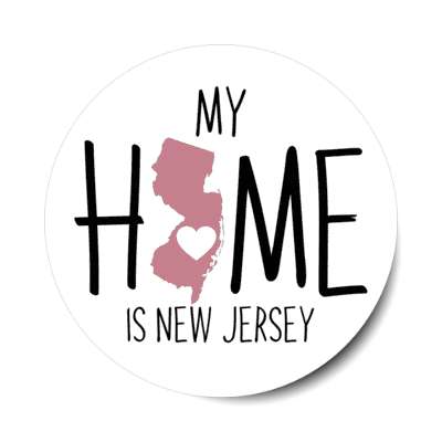my home is new jersey state shape heart love stickers, magnet