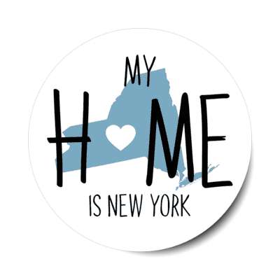 my home is new york state shape heart love stickers, magnet
