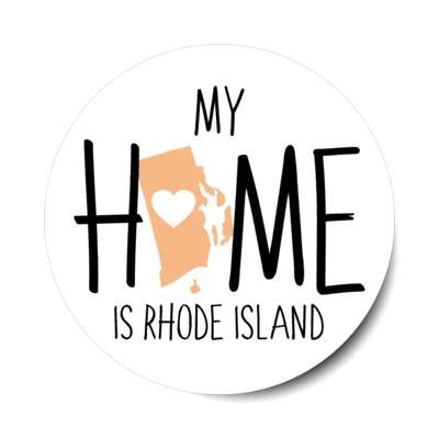 my home is rhode island state shape heart love stickers, magnet