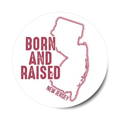 new jersey born and raised state outline stickers, magnet