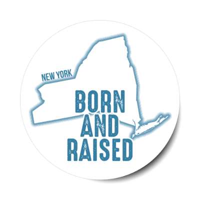 new york born and raised state outline stickers, magnet