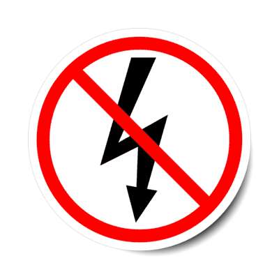 no electricity warning symbol red slash stickers, magnet
