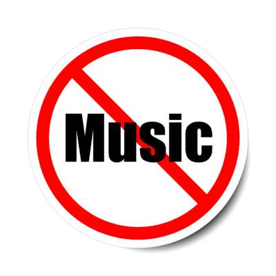 no music red slash stickers, magnet