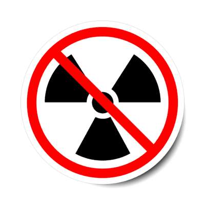 no radiation radioactive symbol red slash stickers, magnet