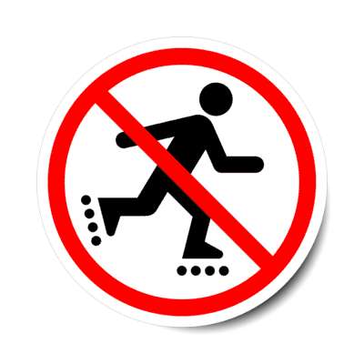 no rollerblading rollerskating symbol red slash stickers, magnet