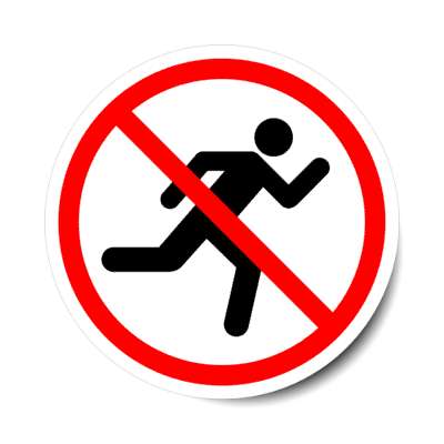 no running symbol red slash stickers, magnet