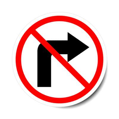 no turn right arrow symbol red slash stickers, magnet