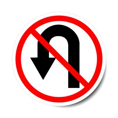 no u turn arrow symbol red slash stickers, magnet