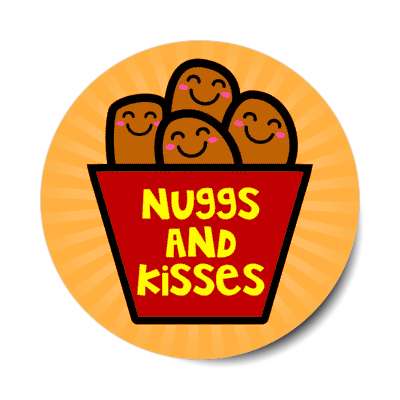 nuggs and kisses chicken nuggets hugs stickers, magnet