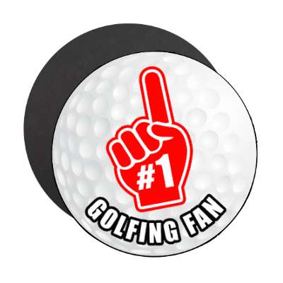 number one index pointing hand golfing fan golfball stickers, magnet