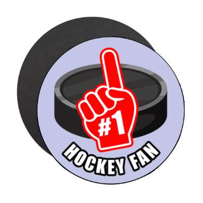 number one index pointing hand hockey fan puck stickers, magnet