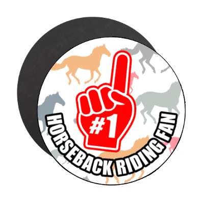 number one index pointing hand horseback riding fan horses stickers, magnet
