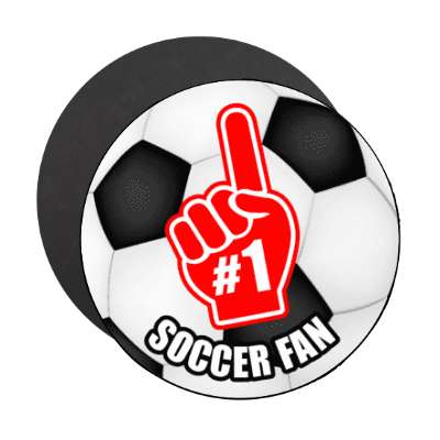 number one index pointing hand soccer fan soccerball stickers, magnet