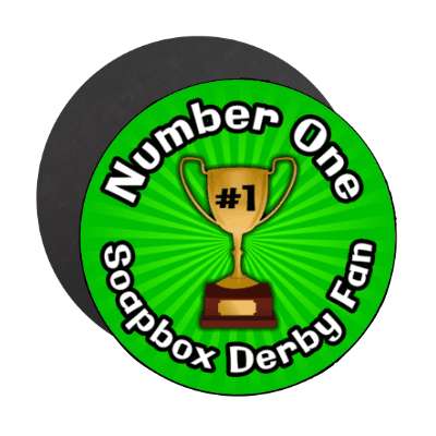 number one soapbox derby fan trophy stickers, magnet