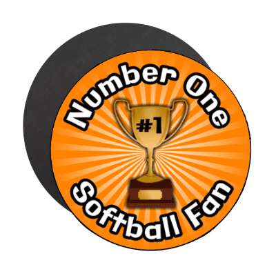 number one softball fan trophy stickers, magnet