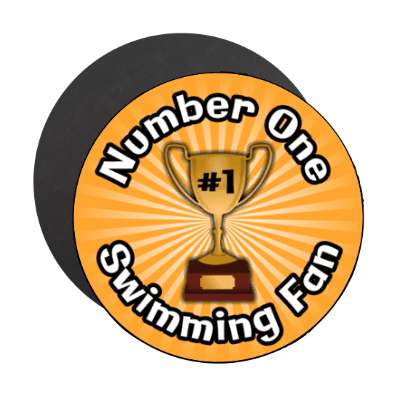 number one swimming fan trophy stickers, magnet