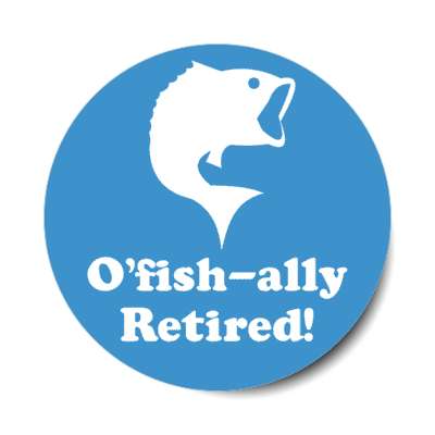 ofishally retired officially joke bass fish silhouette stickers, magnet