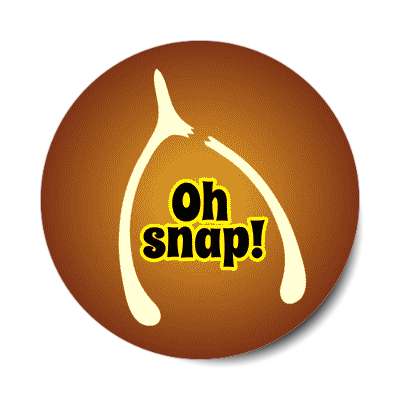 oh snap lucky wishbone breaking wordplay stickers, magnet