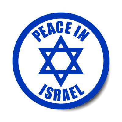 peace in israel circular border star of david flag hope stickers, magnet