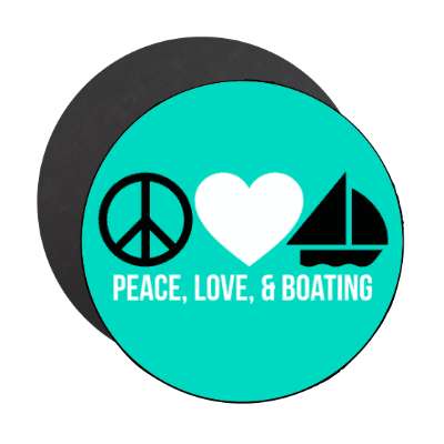 peace love and boating symbol heart stickers, magnet