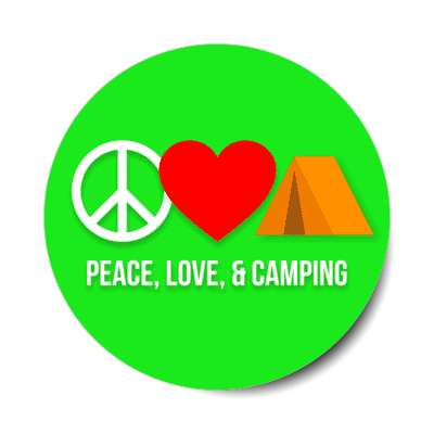 peace love and camping symbol tent stickers, magnet