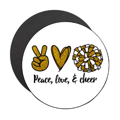 peace love and cheer heart pom pom cheerleading white stickers, magnet