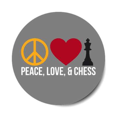 peace love and chess symbol heart king piece silhouette stickers, magnet