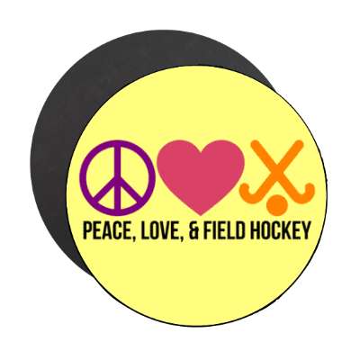 peace love and field hockey stickers, magnet