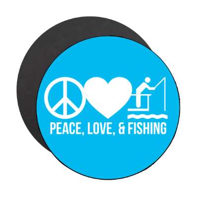 peace love and fishing symbol heart stickers, magnet