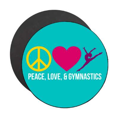 peace love and gymnastics symbols stickers, magnet