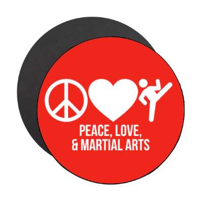 peace love and martial arts symbols stickers, magnet