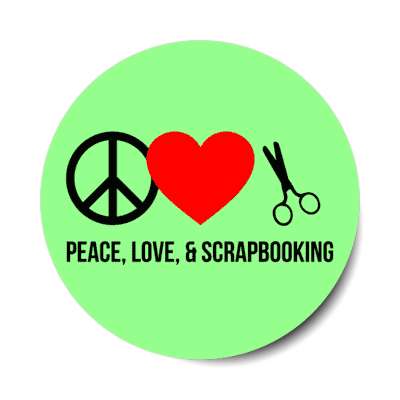 peace love and scrapbooking symbols heart stickers, magnet