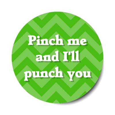 pinch me and ill punch you wearing green novelty stickers, magnet