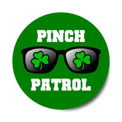 pinch patrol sunglasses shamrocks wearing green joke stickers, magnet