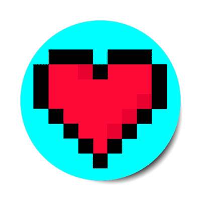 pixel heart aqua stickers, magnet