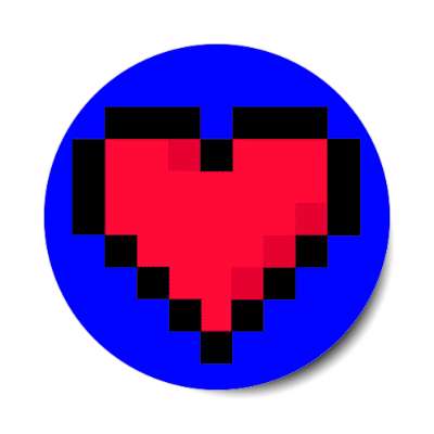 pixel heart blue stickers, magnet