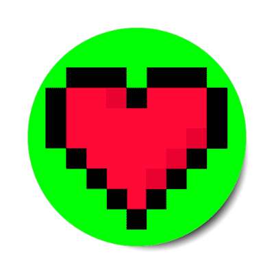 pixel heart green stickers, magnet