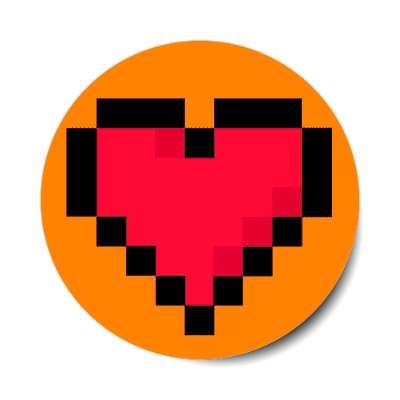 pixel heart orange stickers, magnet