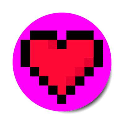 pixel heart purple stickers, magnet